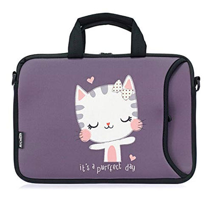11 11.6 12 12.5 13 inches Case Laptop/Chromebook/Notebook PC Tablet Travel Case Neoprene Handle Sleeve with Shoulder (11-13.3 inch, Cute Cat) - color: Cute Cat, size: 11-13.3 inch