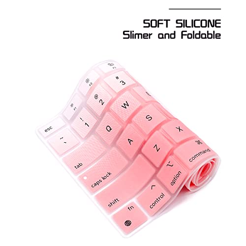 HRH English US Keyboard Cover for MacBook Air 13 A2337 2020 | M1 Chip Processor with Touch ID,Precise Fit,Dust Proof,Waterproof,Durable,Smooth Touch,Keyboard Accessories,Ombre Light Pink - color: Ombre light pink