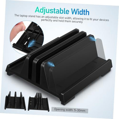 Adjustable Laptop Vertical Stand Dual Slot Laptop Holder for Desk Universal Upright Support for Home Office Ergonomic Workspace Organizer