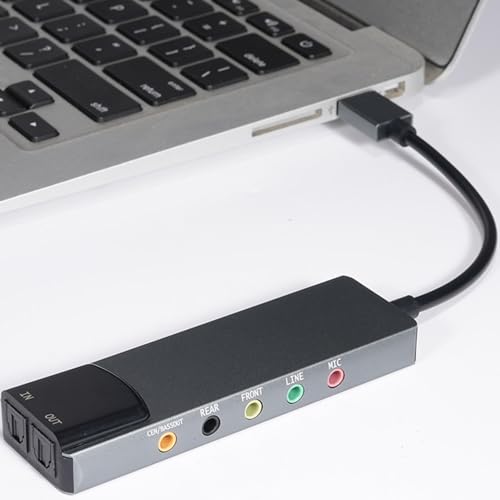 7.1 USB Surround Sound Card, External Sound Card for PC Laptop with SPDIF Digital High Resolution Audio, for Gaming Movies Music