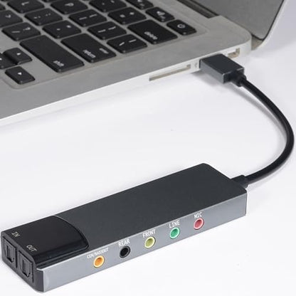 7.1 USB Surround Sound Card, External Sound Card for PC Laptop with SPDIF Digital High Resolution Audio, for Gaming Movies Music