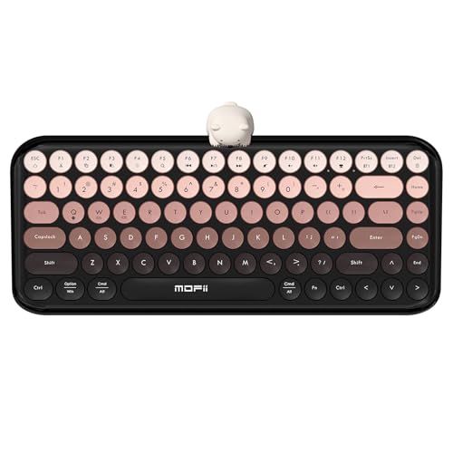 Lomiluskr Colorful Wireless Keyboard, Bluetooth/2.4G Dual Mode, Compact TKL Quiet Membrane Keyboard, Cute Gradient Retro Round Keycaps, Compatible with PC/Laptop/Tablet/Smartphone (Black) - color: Black