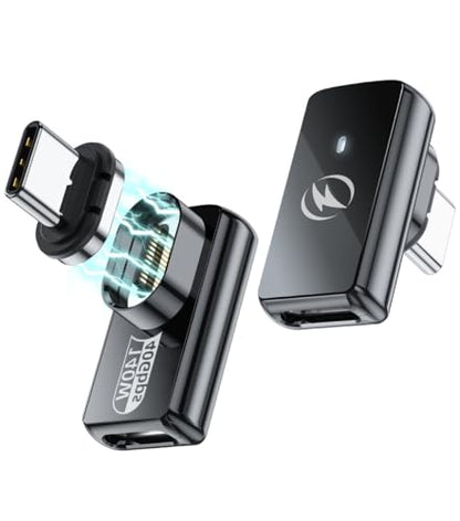 HanCenDa USB Type C Magnetic Adapter 2Pack, 24Pins 90 Degree USB C with PD 140W Charge 40Gbps 8K 60Hz Video for Thundebolt 3/4 MacBook Pro/Air Phone and More Devices - style: Vertical