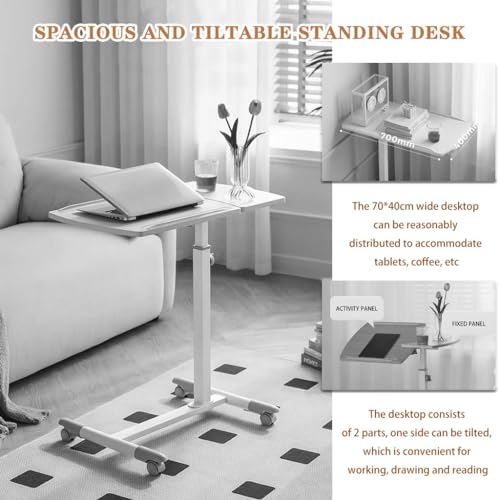 Tiltable Tabletop Standing Desk, Height Adjustable Sit Stand Table, Multifunctional Sofa Side Table, Mobile Laptop Desk, Easy to Install(Coffee Color) - color: Coffee Color