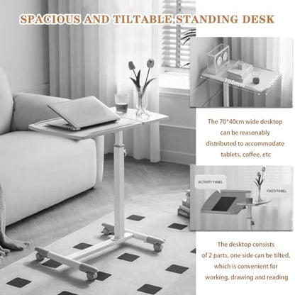 Tiltable Tabletop Standing Desk, Height Adjustable Sit Stand Table, Multifunctional Sofa Side Table, Mobile Laptop Desk, Easy to Install(Coffee Color) - color: Coffee Color
