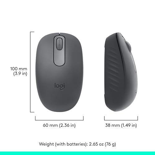Logitech M196 Compact Ambidextrous Bluetooth Wireless Mouse - Graphite | Bluetooth connectivity, no USB receiver, quiet clicks, 3 non-customizable buttons, 12-month battery life, PC Mac compatible - color: Graphite