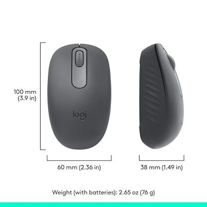 Logitech M196 Compact Ambidextrous Bluetooth Wireless Mouse - Graphite | Bluetooth connectivity, no USB receiver, quiet clicks, 3 non-customizable buttons, 12-month battery life, PC Mac compatible - color: Graphite
