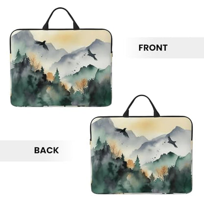 14 inch Laptop Sleeve with Handle Shockproof Laptop Bag Waterproof Computer Cover Bag Mountain Birds Watercolor Briefcase