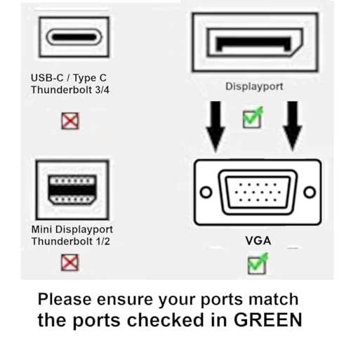 Kyper USKyper-1388 (1 Pack) DisplayPort DP to VGA Adapter Male to Female, 1080P Gold-Plated Converter for Computer Desktop Laptop Monitor Projector HDTV Compatible All Brands