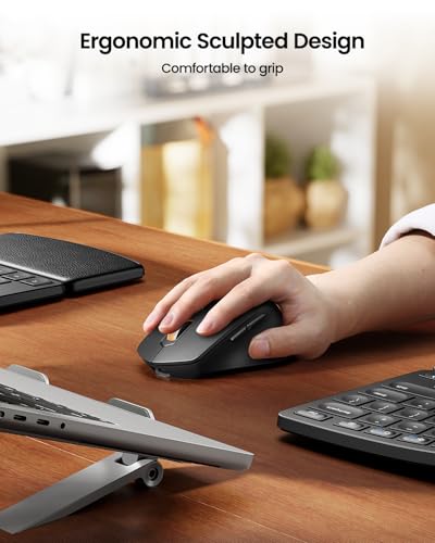 ProtoArc EKM04 2.4GHz Wireless Ergonomic Keyboard Mouse Combo - Black | Separate Numeric Keypad, USB Receiver, Split Design, Hard Wrist Rest, Rechargeable, for Windows Desktop/PC/Laptop