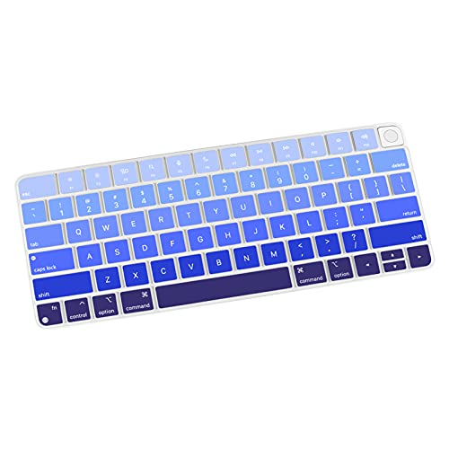 Allinside Soft Silicone Keyboard Cover for iMac Magic Keyboard (A3118 A2449 A2450, 2021–2024), Quiet Typing Keyboard Protector Skin, US Layout, Ombre Blue - color: Ombre Blue, size: Magic Keyboard (2021 iMac 24" A2449/A2450)