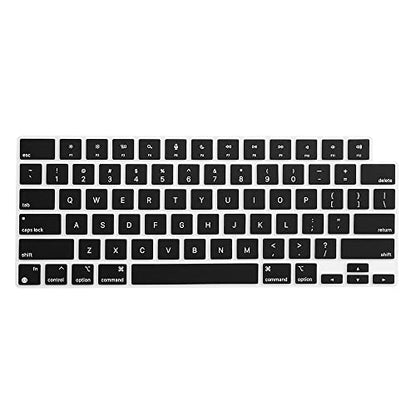 ProElife Keyboard Cover Skin for MacBook Air 13/15 Inch M5 M4, Black | US Enter, Ultra Thin (0.26 mm), Silicone Protective Skin, Easy to Apply, Washable & Reusable, Dust-proof, Precision Molded - color: Black