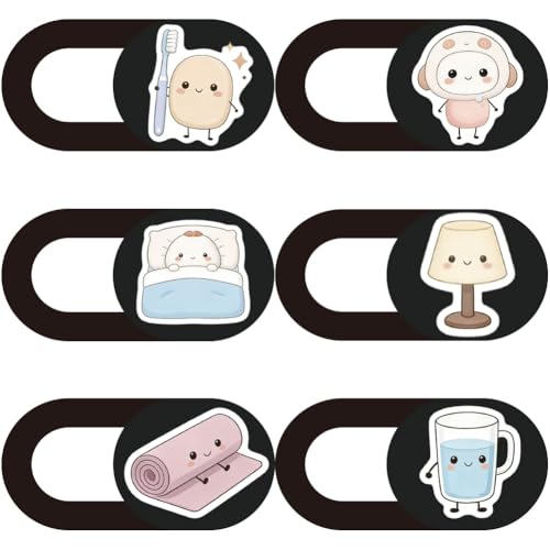6Pcs 6 Styles Laptop Camera Cover Cartoon Privacy Guard Accessories, Phone Front Camera Blocker 0.04 Inch Ultra Thin for Laptop Desktop Computer Tablet Notebook Mini PC Home Office Use - color: Mixed Shapes-2