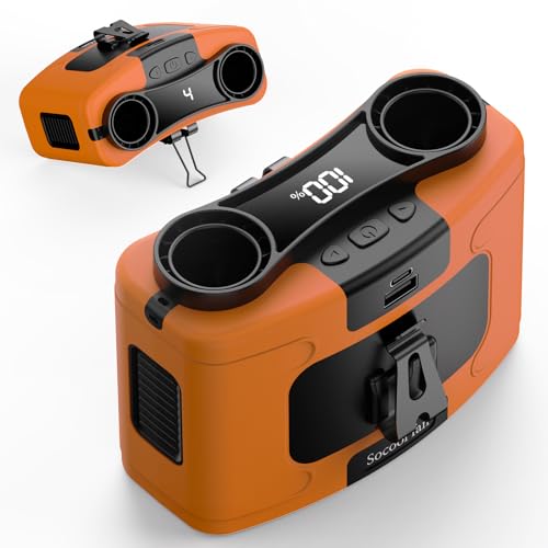 Socool 20000mAh Portable Waist Fan Clip on Wearable Belt Personal Fan Rechargeable, 40H Cooling Battery Operated with 10 Speeds & Dual Air Outlets, Neck Fans Hanging for Outdoor Jobsite Camping - color: Orange