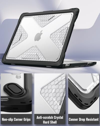 Fintie Rugged Case for MacBook Neo 13 Inch A3404 2026, Clear | Heavy Duty, Fingerprint Resistant, Shock-Absorbing, TPU Bumper, Hard Shell, Snap-On Cover, Work Travel Study Daily Use - color: Clear