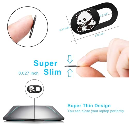 SIREG Webcam Cover Ultra Thin - Web Camera Cover fits Laptop,Tablet,PC,Computer, Smartphone, Protect Your Privacy and Security,Strong Adhesive (Panda-Black & 3 Pack) - color: Panda-Black & 3 pack