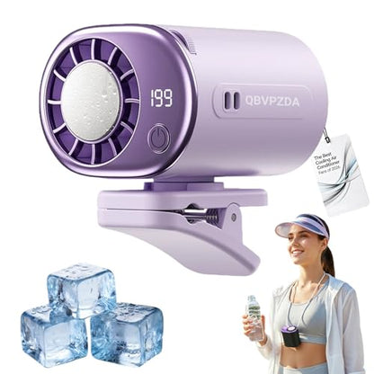 2026 Personal Portable Car Clip-On Air Conditioner Fan with 360° Rotation 199 Speeds Adjustable USB Rechargeable LED Display for Office Car Outdoor Beach (Purple) - color: Purple
