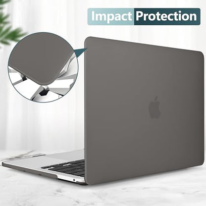 for MacBook Pro 13 inch Case 2023 2022 2021 2020 Release Model: A2338 M2/M1 A2289 A2251 with Touch Bar & Touch ID, Frosted Matte Plastic Hard Shell Case & Keyboard Cover, Gray - color: Gray