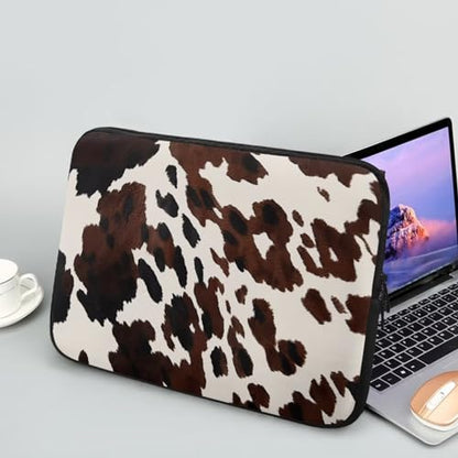 Black Brown Cow Print 15 Inch Laptop Sleeve Shockproof Slim Tablet Carrying Case Bag Easy to Carry - color: Black Brown Cow, size: 15 Inch