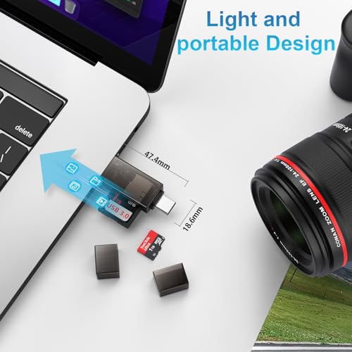 SD Card Reader Dual Slots,High-Speed USB 3.0+USB C Memory Card Reader Adapter - Supports SD/Micro SD/SDXC/SDHC/MMC,Compatible with Laptop,PC,iPad Pro,iPhone 16/15,Galaxy S25/S24/S23,Pixel 9 Pro/8/7/6