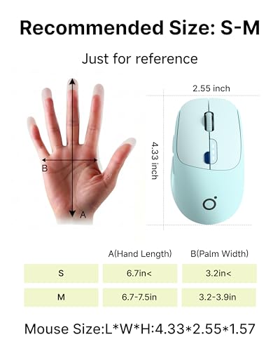 SEUNKWANG Dual-Mode Wireless Mouse with Visible Battery Indicator, Silent Rechargeable Bluetooth & 2.4G Computer Mouse, 1600 DPI, One-Click Desktop Privacy Key, Portable Mice for Laptop/PC/Mac - Blue - color: Blue