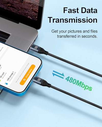 USB C to USB C Cable (240W, 6.6ft) Gold-Plated Fast Charging Cable for iPhone15/15Pro/15Plus/15ProMax, iPad Pro 2020, iPad Air 4, Samsung Galaxy S23+/S23 - High-Speed Data Transmission
