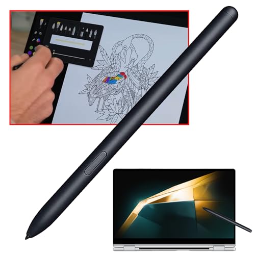 Galaxy Book 5 Pro 360 Pen for Samsung Book Pro 5/4 360 S Pen Compatible for Samsung Galaxy Book 5/4 360 Stylus Pen with Pen Nibs Replacement (Black) - color: Black