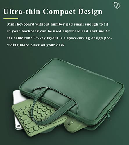 Compact Keyboard MouseCombo,JieruiDeng 79-Key Retro Mini Cute Computer Keyboard 2.4G USB Wireless and Silent Mice Set for Laptop Desktop PC iPad (Green) - color: Green