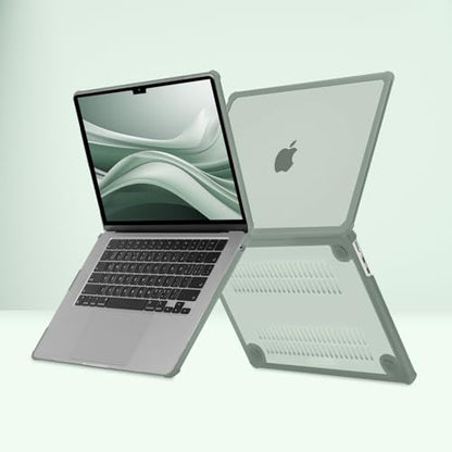 MOSISO Compatible with MacBook Air 15 inch Case M5 2026 M4 M3 M2 2025-2023 | A3448 A3241 A3114 A2941,Anti-Cracking,Heavy Duty Shock-Absorbing Hard Shell Case with TPU Bumper&Keyboard Cover,Emerald Green - color: Emerald Green