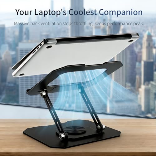 Laptop Stand for Desk, 360 Rotating Computer Riser with Adjustment Wrench, Ergonomic Laptop Riser for Collaborative, WorkFoldable & Portable Heavy Duty Stand Fit 10-16” Laptops