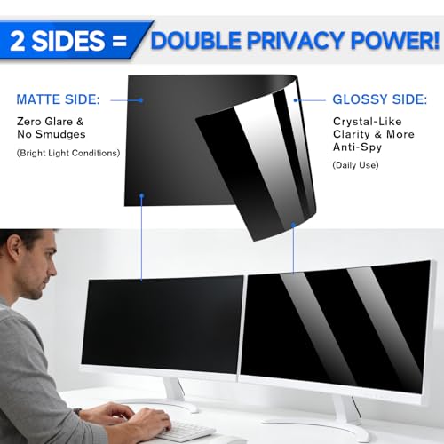 [2-Pack] Privacy Screen For Computer Monitor, 35-Inch 21:9 Aspect Ratio; Anti Spy/Bule Light/Glare And Eye Protection, 2 Install Ways Removable For Office, Airport, Cafe And Other Public Area; Diagonal 35 Inches, Width 32.17 Inches, Height 13.79 Inches -