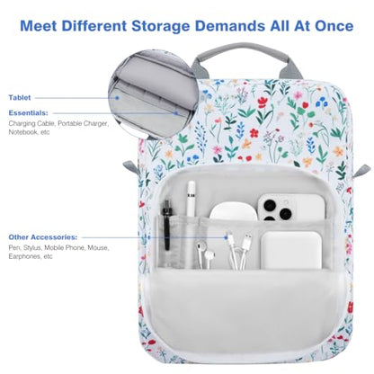 Dadanism 9-11 Inch Tablet Sleeve Bag Carrying Case with Shoulder Strap | Fits iPad (A16) 11", iPad 10th Gen 10.9", iPad Air M4/Pro M5 11", iPad 9/8/7th 10.2", Galaxy Tab A11+ 11", Blooming Bouquet - color: Blooming Bouquet, size: 9-11 Inch