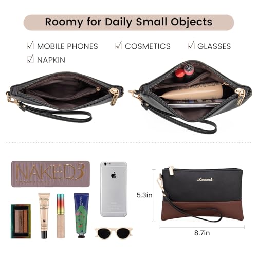 LOVEVOOK Laptop Bag for Women, Black- Brown - color: Black- Brown, size: 15.6 Inch