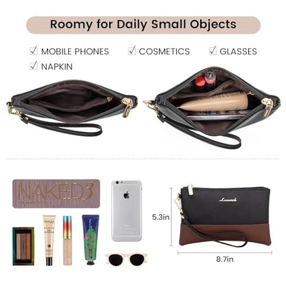 LOVEVOOK Laptop Bag for Women, Black- Brown - color: Black- Brown, size: 15.6 Inch