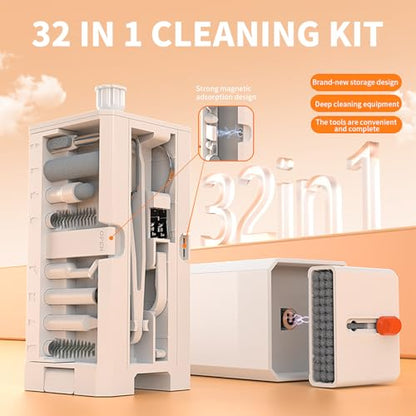 Keyboard Cleaner Kit Laptop Cleaner,32 in 1Phone Cleaning Tools - Electronics Brush for Charging Port, Laptop Keys, AirPods, Camera Lens, Tablet, PC and M-acBook Screen