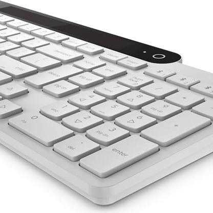 Lenovo 800 Self-Charging Bluetooth Keyboard, Uses Ambient Light for Charging, Bluetooth 5.1, Supports 3 Devices, Battery Free, Wireless, White - color: White
