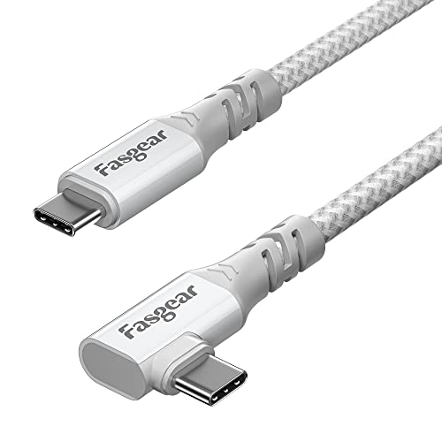 Fasgear USB C 3.2 Gen 2x2 Cable, 6ft, Grey | Right Angle, 20Gbps, 4K Video, 100W Charging, Compatible with Mac-book Pro, i-Pad Pro, Laptops, Monitors, Switch - color: Grey, size: 6 ft