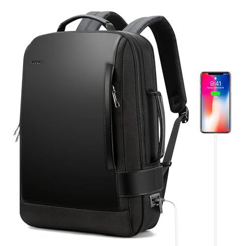 BOPai Business Smart 15.6 Inch Laptop Backpack Convertible Expandable Anti-Theft USB Charging Multi-Functional Travel Professional Work Office Men Commuter Large Black With Bottle Holder Waterproof - color: Black2