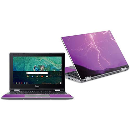 MightySkins Skin Compatible With Acer Chromebook Spin 11" CP311 - Purple Lightning | Protective, Durable, and Unique Vinyl Decal wrap cover | Easy To Apply, Remove, and Change Styles | Made in the USA - color: Purple Lightning