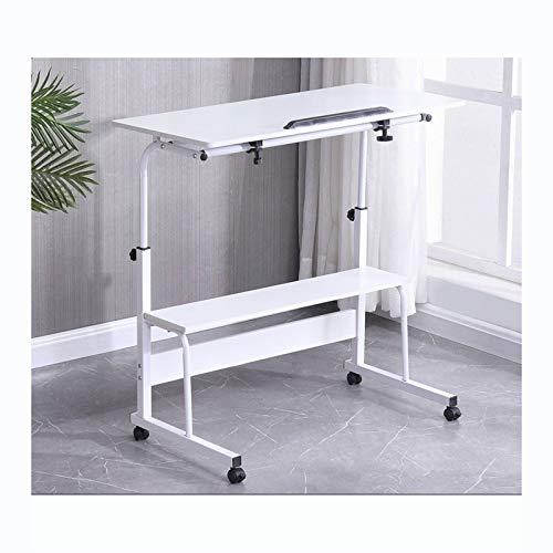 Overbed Table Wheels The Sofa Overbed Table Laptop Table Rolling Laptop Table Lap Desk For Laptop Rolling Cart Tilting Overbed Table Adjustable Laptop Stand Sofa (Black Walnut Color 80 * 40 (Warm Whit - color: Warm White 60*40*87cm