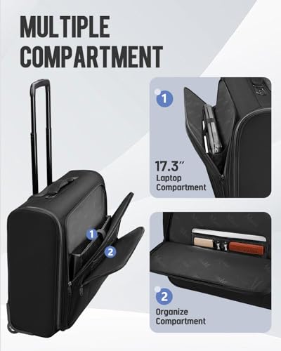 MATEIN Rolling Garment Bag with 2 Packing Cubes, Large Travel Garment Bags | Check-in Luggage, 17.3 Inch Laptop Compartment, Wrinkle Free, Wheeled Business Softside Suitcase, For Men and Women, Black - color: Black, size: Large - Checked