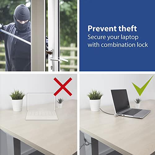 ACT Laptop Lock Security Cable 2m, Password Protection 4 Digit Combination Lock, Wedge Slot Notebook Lock, Swivel Lock Head, Laptop Lock Dell, Portable Anti-Theft Cable - AC9035 - style: combination lock