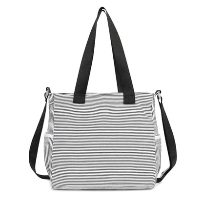Phaoullzon Cute Messenger Bag Kawaii Crossbody Purse for Teen Shoulder Tote | Gifts for Girls/ Women, Nylon Japanese College Satchel Travel Work Gym Handbag - color: Stripes Black, style: Large(could Fit 14" Laptop)