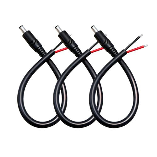 0.8ft 3pcs 5.5x2.5mm Male 14AWG DC Pigtail Power Cord for CCTV Security Camera Outdoor Power Supply Convenient Solar Charging Board DC Power Repair Cable - size: 5525 Male