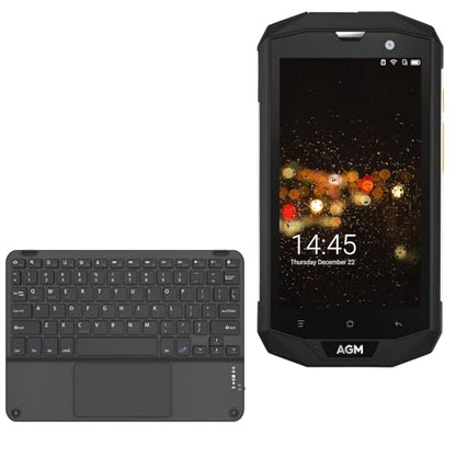 BoxWave Keyboard Compatible with AGM A8 SE - SlimKeys Bluetooth Keyboard with Trackpad, Portable Slim TouchPad - Jet Black