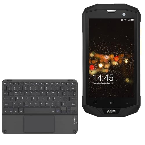 BoxWave Keyboard Compatible with AGM A8 SE - SlimKeys Bluetooth Keyboard with Trackpad, Portable Slim TouchPad - Jet Black