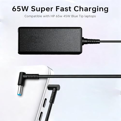 QFA 65W 45W Computer Charger Compatible with HP Laptop Charger Smart Blue Tip Power Adapter