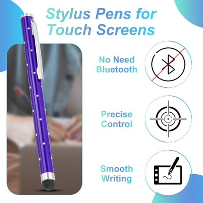 PATIKIL Stylus Pens for Touch Screens, 6 Pcs High Precision Universal Bling Stylus Crystal Metal Capacitive Pen for Touch Screen Devices Phone Tablets Laptop, Purple - color: Purple