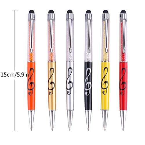 Stylus Pen,6 Pack Music Note Pens,with 6 Pen Refills,HilerPunk Crystal Capacitive Ballpoint Pen,for iPad,iPhone,Laptops,Kindle,Samsung,All Capacitive Touch Screens,Office,School Stationery Supplie