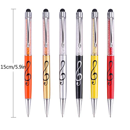 Stylus Pen,6 Pack Music Note Pens,with 6 Pen Refills,HilerPunk Crystal Capacitive Ballpoint Pen,for iPad,iPhone,Laptops,Kindle,Samsung,All Capacitive Touch Screens,Office,School Stationery Supplie